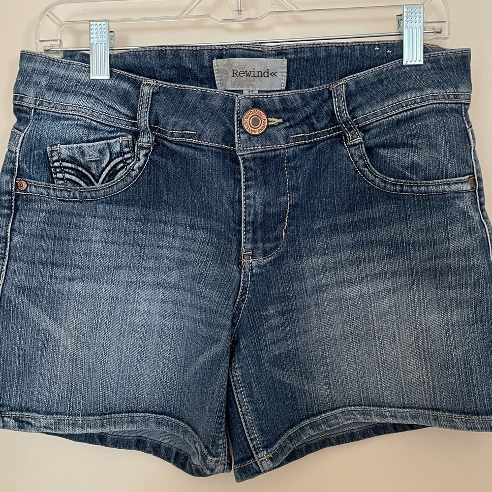 Rewind Blue Jean Shorts with Subtle Fading